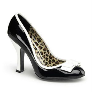 Pin Up Couture Smitten-01 Pump Black/White Bow